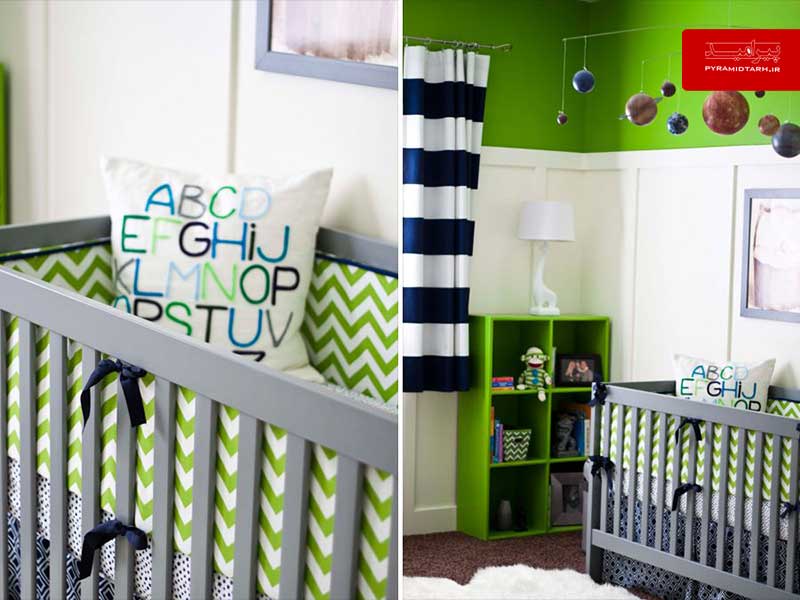 تزیین اتاق نوزاد پسر با رنگ سبز
